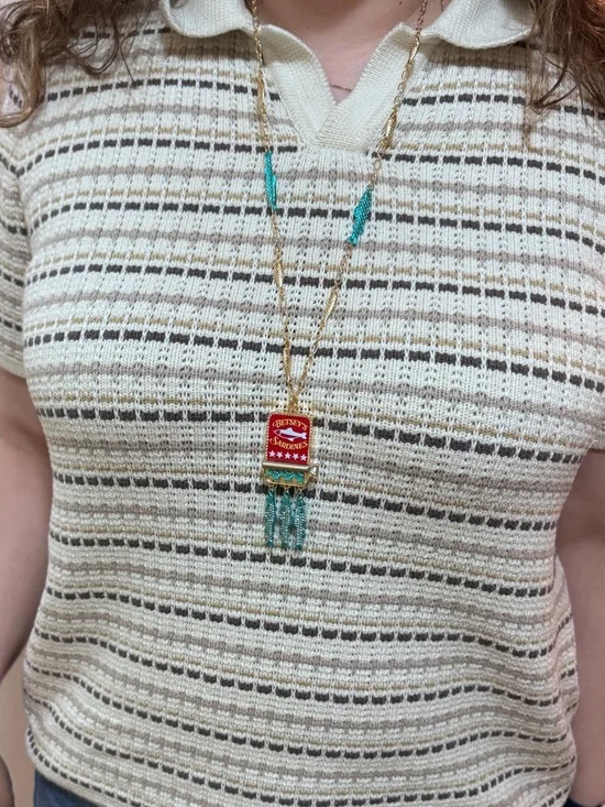 NWT Women BETSEY JOHNSON Coastal Mediterranean Sardines sparkly long necklace - Picture 3 of 9